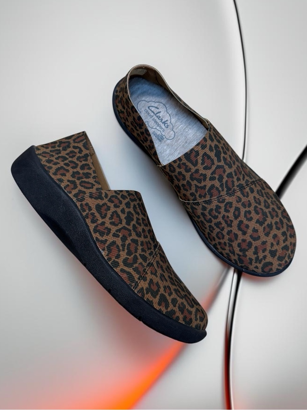 Clarks Cloud Steppers Leopard Print Slip-On Loafers Women’s Shoes - US Size 6 M